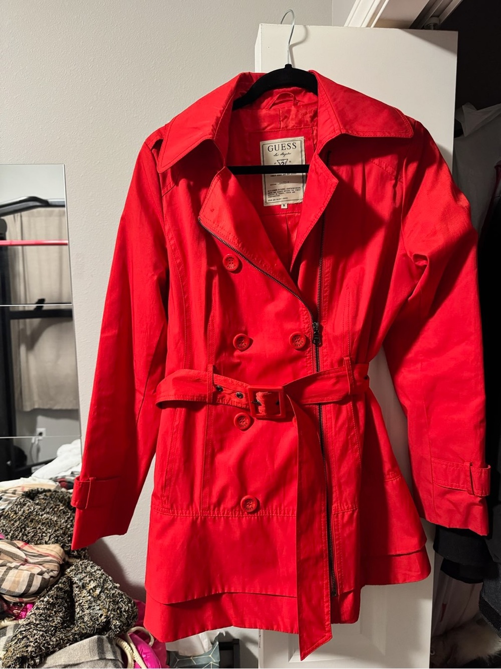 Adorable two tiered peplum double breasted trench